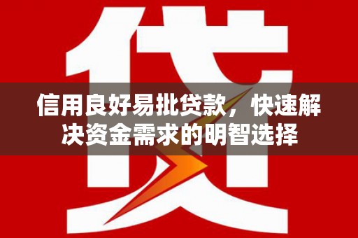 南京信用良好易批贷款，快速解决资金需求的明智选择