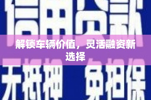 南京解锁车辆价值，灵活融资新选择